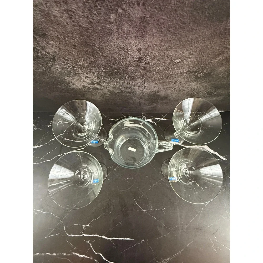 Vintage NEW in Box Bouchard 5-Piece Martini Glass and Pitcher Set MINT!